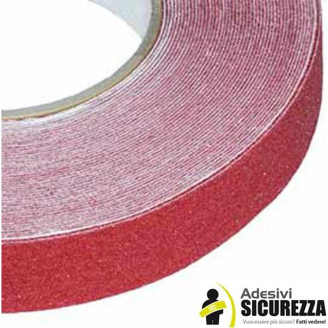 Nastro adesivo antiscivolo rosso per pavimenti e scale Larghezza - 25mm x 6MT