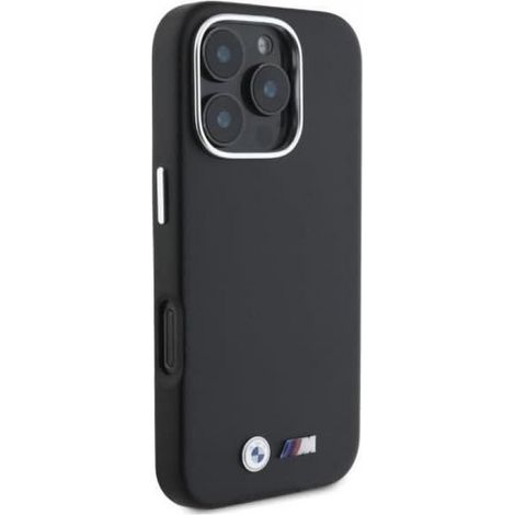 Coque smartphone - - iPhone 16 Pro Max - Compatible MagSafe - Cuir écologique - Inserts métalliques (1/4)