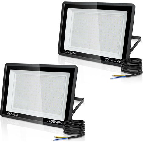 2PCS 200W Projecteur LED Extérieur, Spot LED Exterieur 20000LM Super Lumineux 6500K Blanc Froid Éclairage de Sécurité Extérieur IP66 Imperméable pour Garage Jardin Terrasse Parking (1/5)