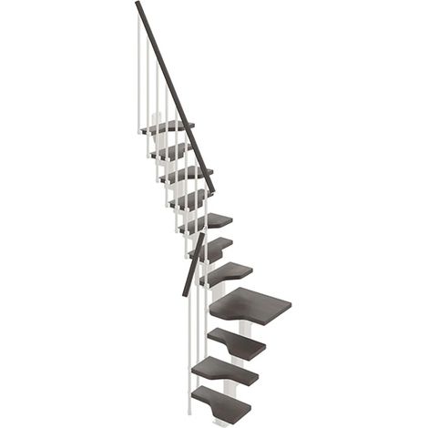 Escalier 1 quart tournant 12 marches - Hauteur à franchir de 2.61 à 3.09m - Largeur 61cm - Couleur blanc et wengé - MINI61/L/SBMWEN-12