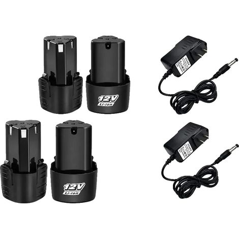 Batterie d'outil électrique, 12V, 3000mAh Lithium-ion Compatibilité, 4PCS-Chargeur, 12V-a (1/2)