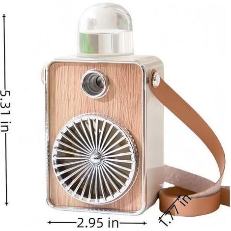 Ventilateur brumisateur portable pour extérieur avec cordon en cuir vintage,ventilateur de bureau avec veilleuse beige (1/5)