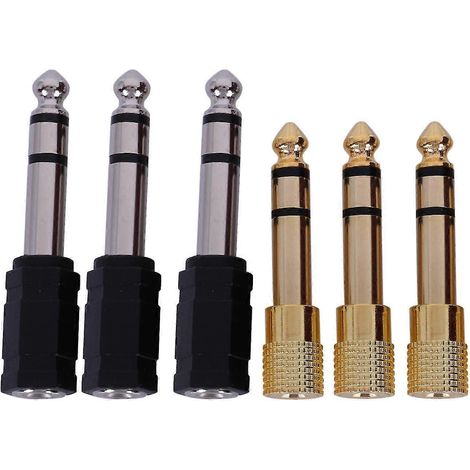 Ensemble adaptateur pour casque audio, adaptateur jack stéréo 6,35 mm (1/4 pouce) mâle vers 3,5 mm (1/8 pouce) femelle, plaqué or noir. (1/5)