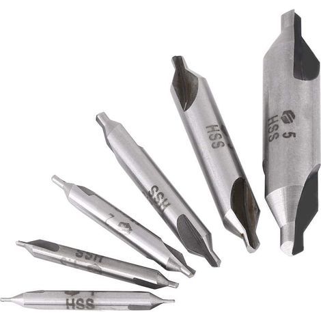 Kit de 6pcs Forets à Centrer HSS 60° Ø 1/1.5/2/2.5/3/5mm pour Métal (1/5)