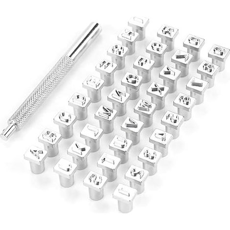 36 Pcs Acier Poinçon Alphabet Lettre Numéro Stamper Set 3mm 6mm Poinçon En Acier Métal En Cuir Poinçonnage Outils En Cuir Artisanat Outils (1/5)