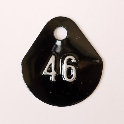 Chiffre goutte d'eau fond noir (à l'unité) estampé "46" en relief blanc hauteur d'écriture 11mm DERANCOURT