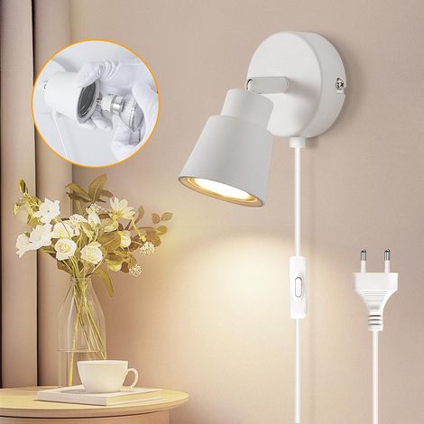 Applique Murale Intérieure avec Prise et Interrupteur GU10, Blanc (1/5)