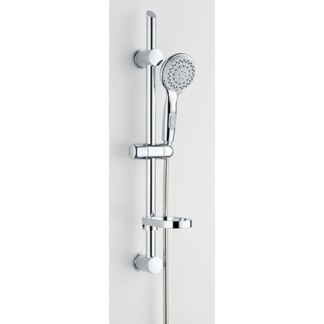 Edouard Rousseau – Combi-Barre de Douche STOP’O Chromée 60 cm – Douchette 3 Jets – Position Stop’o – Flexible Extensible (1/10)