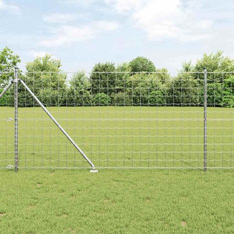 Zaun mit Pfosten Silber 1 x 25 m Stahl