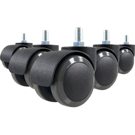 5x Hartbodenrollen 50mm / Gewinde M10 Büro-Stuhl-Rollen für Hartböden (5er Pack) hjh OFFICE (1/5)