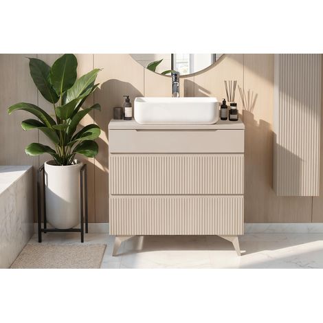 Meuble sous vasque moderne 80 cm coloris cachemire Erio (1/5)