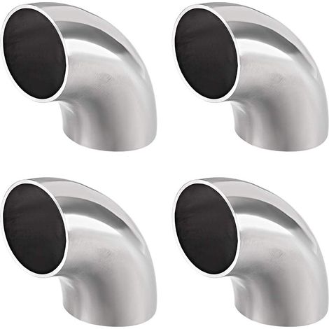 Raccord de tuyau en acier inoxydable 304 Long rayon 90 degrés Coude Butt-Weld Diamètre extérieur 38mm, 1-1/2"-4pcs