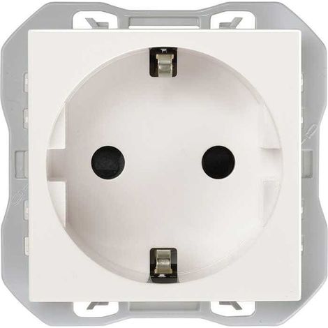 Base enchufe Simon 270 tipo F empotrable plástico blanco mate (1/2)
