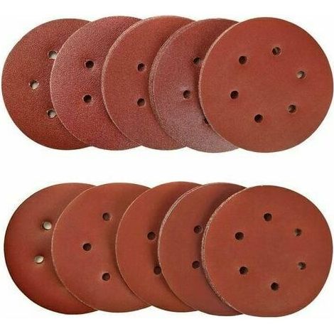 VURAHOME - 100 Pièces 150mm disques abrasifs Disque de Ponçage Disques Abrasifs 40/80/120/180/320/600/800/1000/1500/2000 Grain Idéal pour Poncer/ Polir/ Dérouiller pour ponceuse excentrique de 6 trous (1/5)