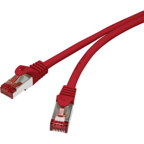 Renkforce RF-5251926 RJ45 Patchkabel CAT 6 S/FTP 0.15 m Rot mit Rastnasenschutz, vergoldete Steckkon