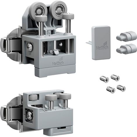 Ferrure de base wingline l porte moyenne avec guidage bas - Côté de ferrage : Gauche - Fermeture automatique : Sans - Décor : Gris - HETTICH