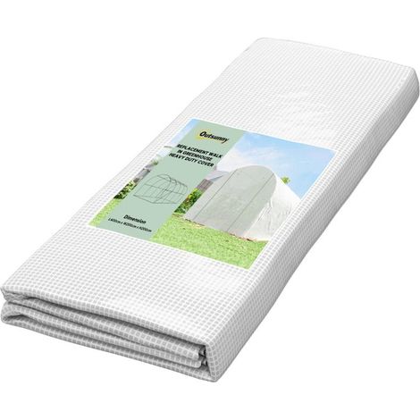 Film de serre 4 x 2 m, film de jardin imperméable avec porte, 8 fenêtres, protection UV, polyéthylène indéchirable, blanc (1/5)