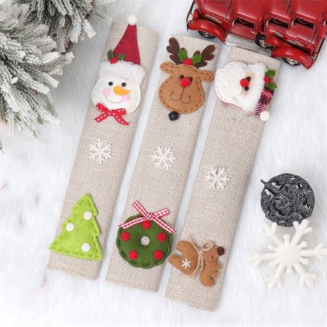 Housse Pour Poignée - Réfrigérateur Et Four À Micro-Ondes - Motif Noël - Tissu Souple Et Imperméable - Lot De 3 (1/5)