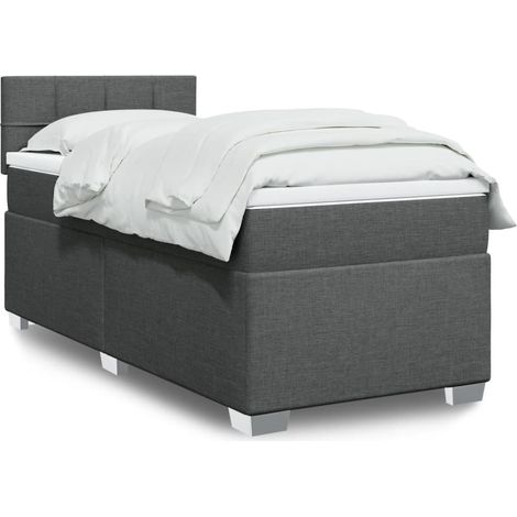 Boxspringbett mit Matratze Dunkelgrau 90x200 cm Stoff