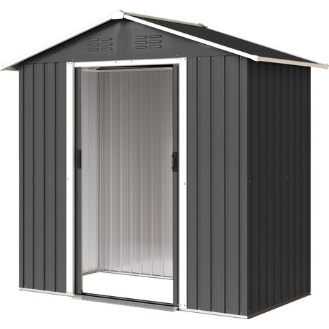 Serre métallique grand espace extérieur cadre porte 194x107x191 cm gris foncé (1/5)
