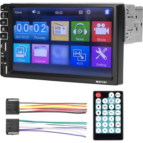 Lecteur MP5 BT simple DIN 7 pouces – Écran tactile – Bluetooth 5.0 – Commande au volant – Formats audio/vidéo multiples – Installation facile