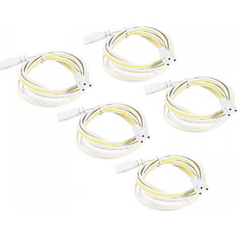 Lampe Connexion Fil pour T4 T5 T8 LED Tube, 150cm 3 Broche Double Terminal Lumiere Liaison Cordons Rallonge Câble Paquet de 5 (1/5)