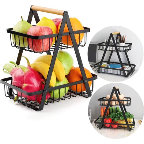 Cesta de fruta PULOS de 2 niveles, color negro (1/5)