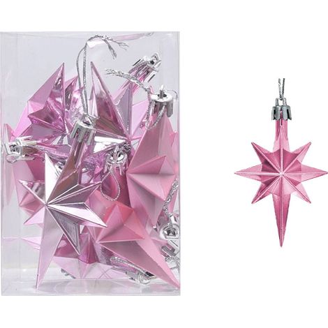 Étoile À Huit Branches - Décoration De Noël En Plastique Métallisé - Ornements Pour Arbre De Noël - Lot De 6 (1/5)