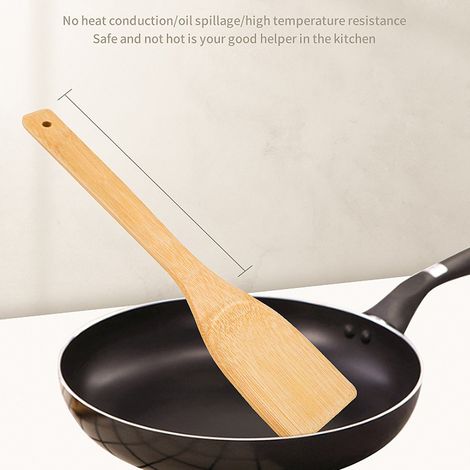 Spatule En Bambou - Lot De 3 - Pour Cuisine Et Pâtisserie - Résistant Et Écologique - Avec Trou De Suspension - 32 cm 30 cm 28 cm (1/5)