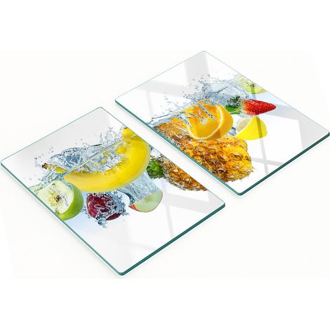 Küchenschneidebretter aus Glas mit Unterwasser-Fruchtmotiven, 2 x 40 x 52 cm (1/5)