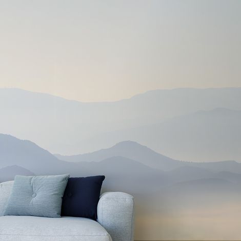 Papier peint panoramique Misty Mountains, Bleu 170 x 250cm (1/5)