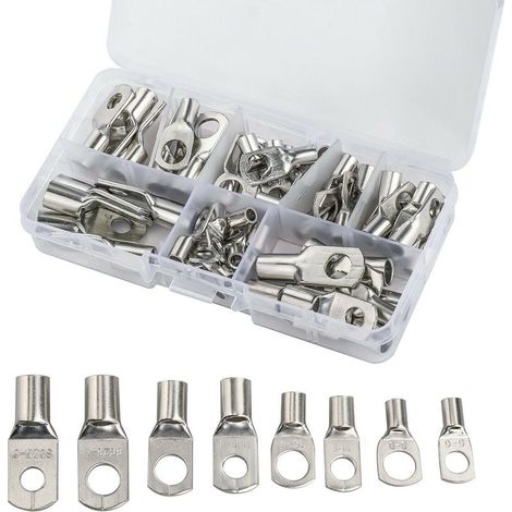 Générique 60pcs Copper Câble nu électrique Crimp Terminal Lug Ring Wire Connecteur SC6-8 SC10-6 SC10-8 SC16-6 SC16-8 SC25-6 SC25-10 (1/5)