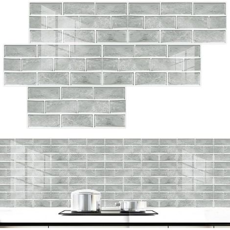 12 Stück Fliesenaufkleber für die Küche - Selbstklebende Wandaufkleber aus PVC mit Fliesenoptik, wasserdicht