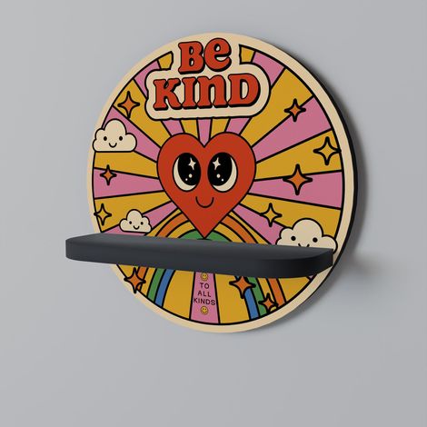 BE KIND Rundes Regal Schwarz (1/5)