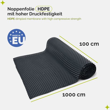 Garronda membrane à picots HDPE - Film de drainage et étanchéité - Protection murs enterrés, fondations, jardin surélevé - 1 m × 10 m GD-0160 (1/5)
