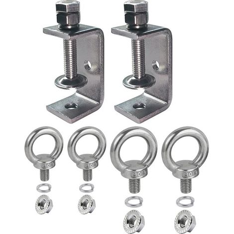 Lot de 6 serre-joints en C en acier inoxydable - Petite pince en C - Plage de serrage réglable de 20 à 50 mm - Ouvertures de mâchoire en C de 55 mm avec vis à anneau M8 M10 pour le travail du