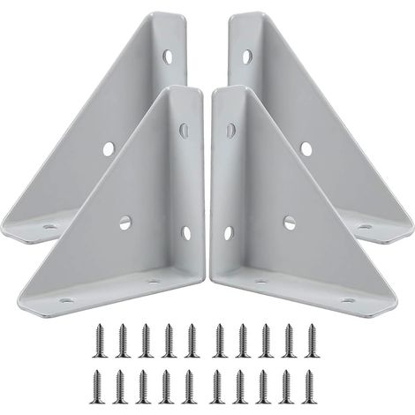 Lot de 4 Équerres d'Angle pour Lit/Bureau - Support de Fixation Triangulaire Blanc - Connecteur Solide pour Bord de Lit et Meuble (1/5)