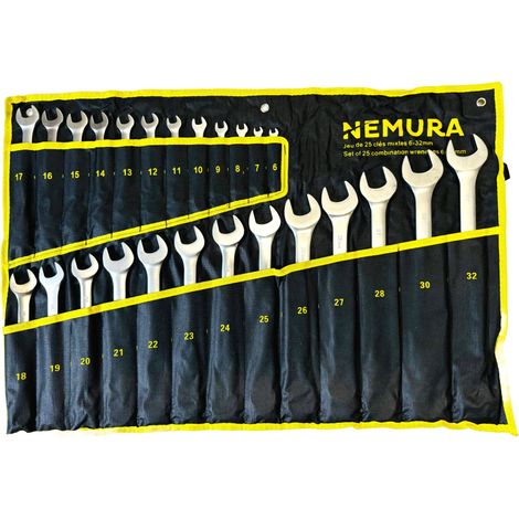 Nemura Coffret 25 Clés mixtes : 6 à 32 mm - Produits en Chrome Vanadium - Qualité Professionnelle - Marque Française (1/5)