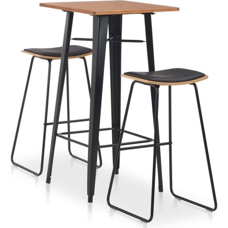 3-teiliges Bar-Set Stahl Schwarz