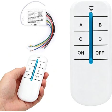 Interrupteur Telecommande Sans Fil 4 Voies 220V, Interrupteur Mural Anti-Perturbation On/Off pour Eclairage et Domotique (1/5)