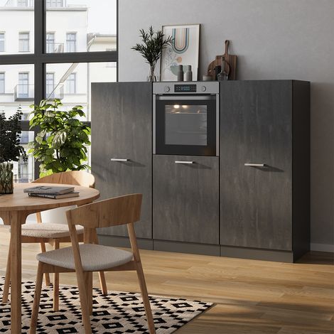 Küchenblock R-Line, Beton/Anthrazit, 180 cm ohne Arbeitsplatte, Vicco