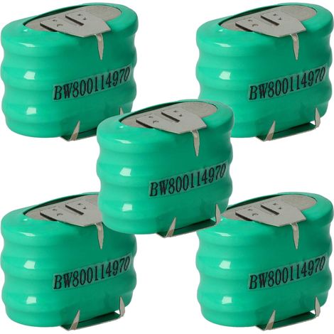 vhbw 5x NiMH replacement button cell battery tab type 3/V150H 3 pins 150mAh 3.6V suitable for model building batteries, solar lights etc. (1/4)