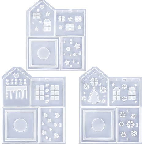 Moule silicone pour création DIY Noël [3 designs] Époxy résine maison ornement bougie luminaire table cœur étoiles flocons neige (1/5)