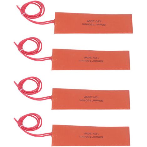 QORVA-Coussin chauffant en caoutchouc de Silicone, 4 pièces, tapis chauffant Flexible en Silicone, couverture chauffante en caoutchouc pour équipement industriel 20W 12V