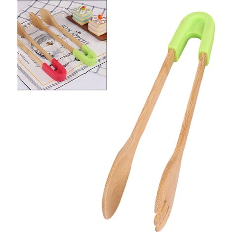 Pinces en bambou antiadhésives pour grille-pain, pinces à nourriture en bois pour cuisine (1/5)