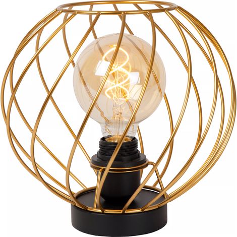 Lampada da tavolo metallo Danza Lucide nera oro Ø25 E27 (1/5)