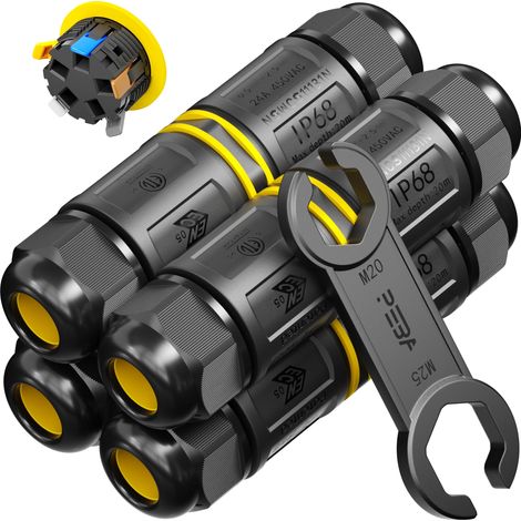 Connecteurs de Câbles Étanches IP68 - Boîte de jonction 5 Fils - Raccord extérieur étanche pour jardin - Dérivation de câble Ø4-14mm - Boîtier électrique extérieur étanche et sécurisé,4 pièce (1/5)