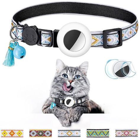 collier Chat (s,blanc),collier Pour Chat Avec Cloche Collier Chat Airtag Support Airtag Tanche Boucle De Scurit,collier Chat Anti Tranglement,coll (1/5)