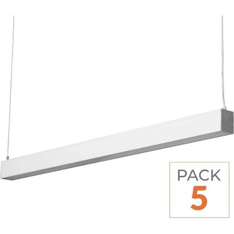 Réglette Suspendue LED Large 120cm 35W Blanc (Lot de 5) - Blanc