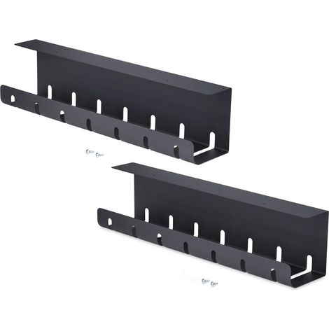 Lot de 2 Bacs Gestion Câbles sous Bureau, Noir (S2MB-Desk-Cable-TR (1/5)